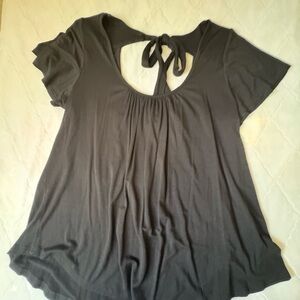 Women's Black Tie-Back Top